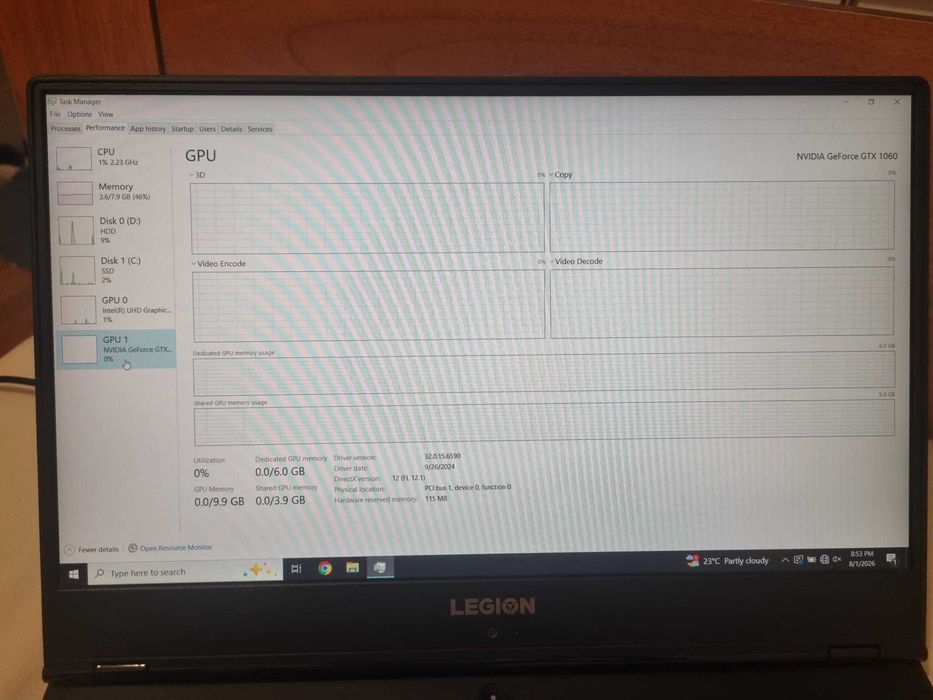 Lenovo Legion Y530-15ICH – i5-8300H / GTX 1060 6GB / 8GB RAM / SSD + HDD 1TB
