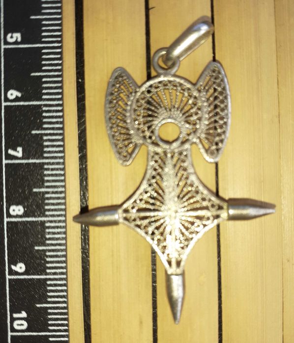 Cruce tuaregă filigran - Agadez, Burkina Faso, 4,5 x 3,5cm