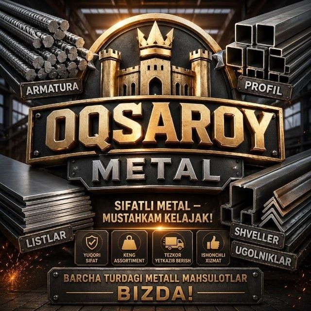 Barcha turdagi metall mahsulotlari, armatura, profel, testlar, ugolok.