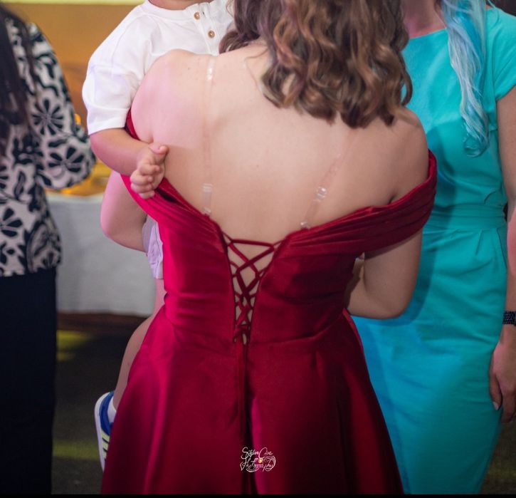 Rochie elegantă burgundia lungă – XS / 34 (US 2)