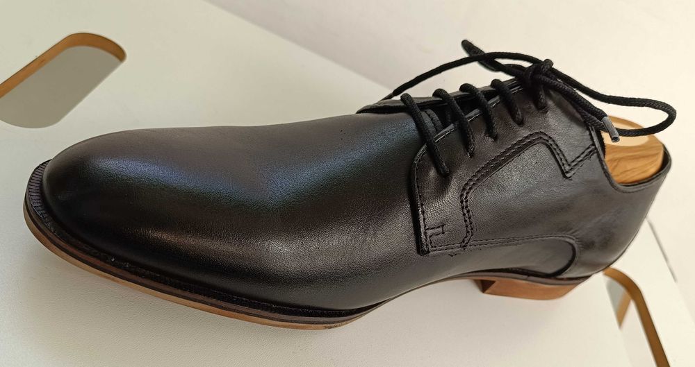 Pantofi derby 40 plain toe premium Minelli Paris NOI piele naturala