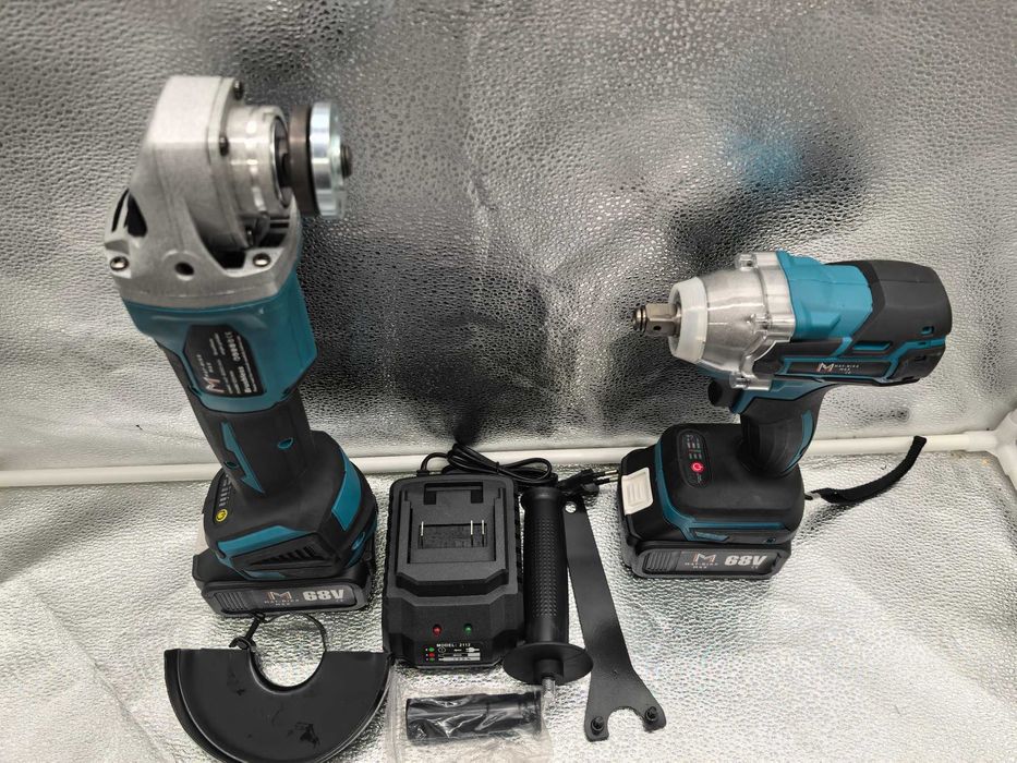 Set scule , 2 piese, Brushless, 68V, cu 2 acumulatori – 599 lei