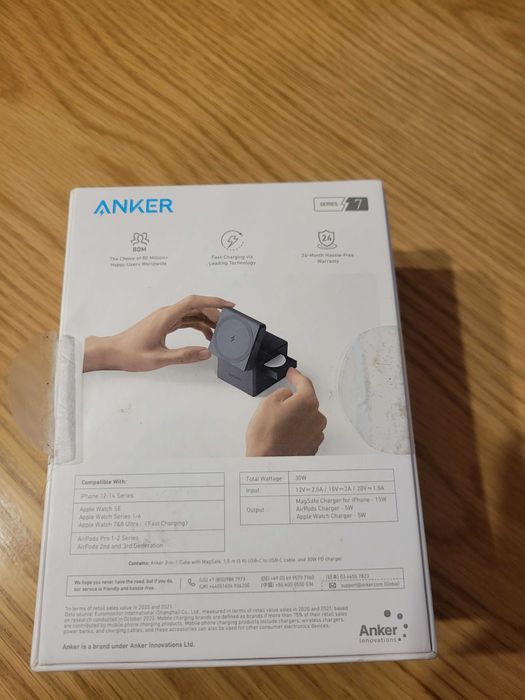 Anker зареждащо кубче 3в1 - Apple Watch, iPhone, Airpods с MagSafe