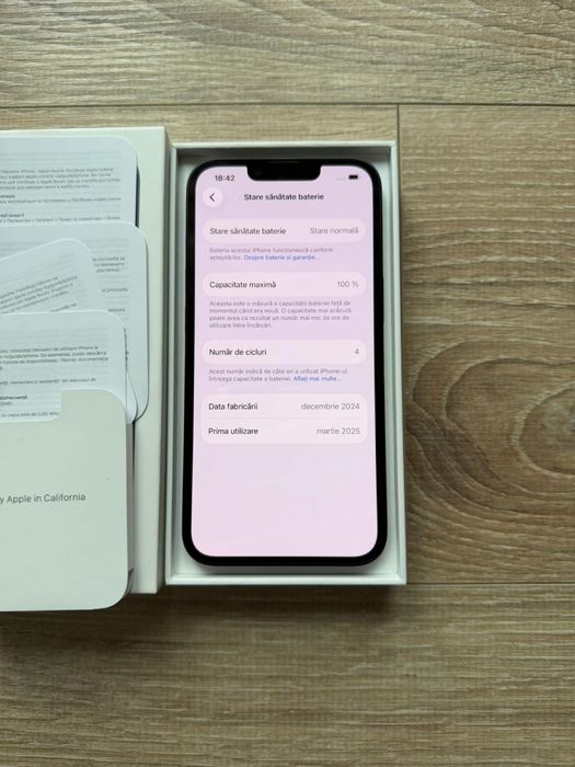 Iphone 16 e, NOU, 128 gb, bat.100% - negru
