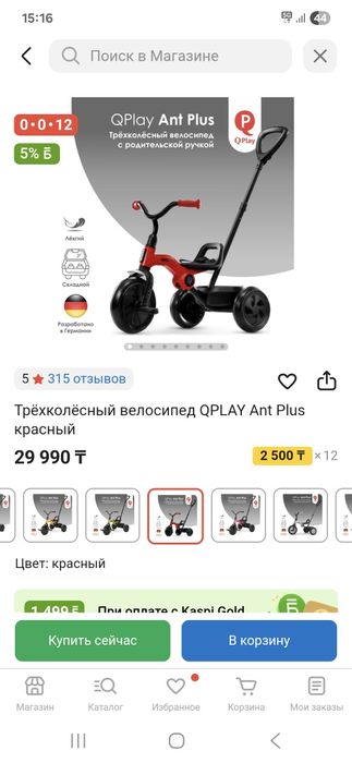 Детский трехколесный велосипед QPlay Ant Plus!