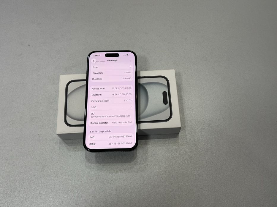 Iphone 15, 128 gb, Black, la cutie