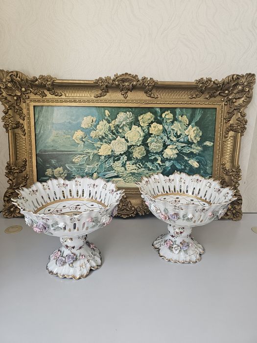 Вазы Чешская Богемия оригинал 24 карат золото