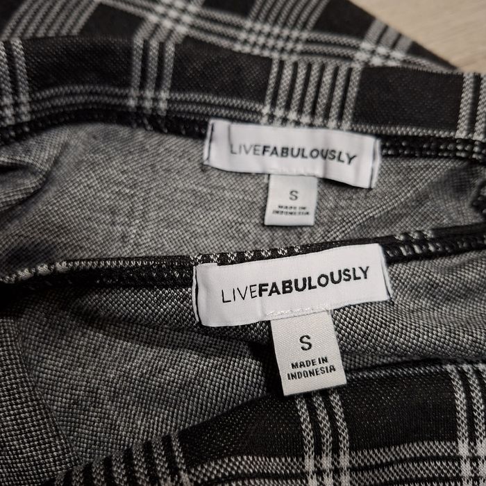 Дамски кариран комплект - пола и потник S - като нов