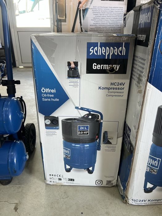 Безшумни Безмаслени копресори Scheppach 10бара -20л,24л,35л,50л