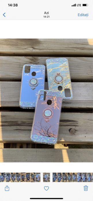 Husa oglinda, pietricele + inel pt. Samsung Galaxy A22 4G /  M21
