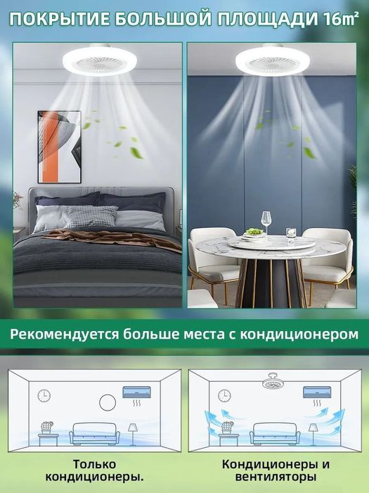 Люстра потолочная с вентилятором и пультом E27