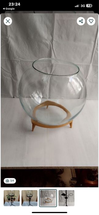 продается 20 литровый со светильнико круглый аквариум сделанный в ссср