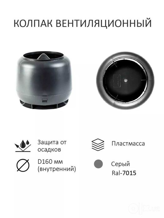 Кровельный аэратор для Профнастила Серый D-125/160