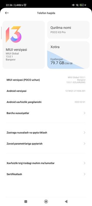 Poco X3 Pro  8:256.GB Srochni sotiladi pul kerak