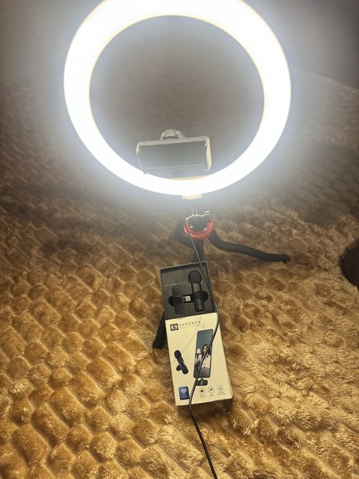 Фонар для контента и микрофон