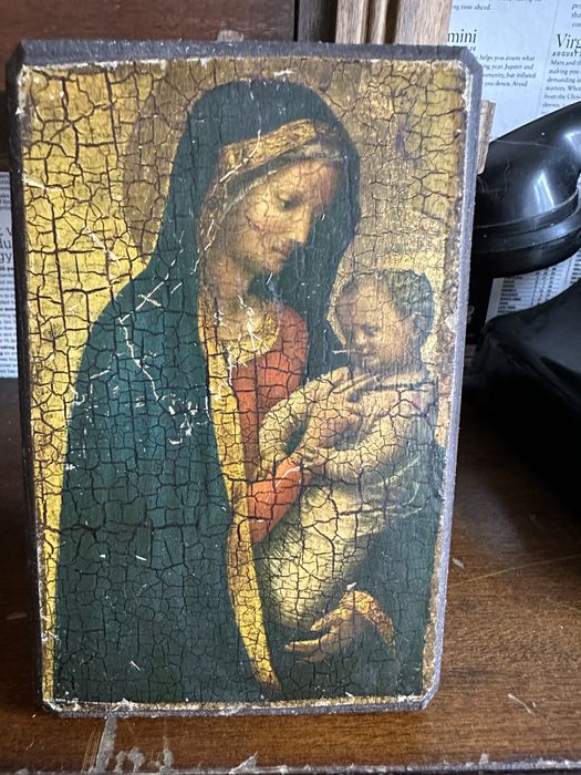 Icoana religioasa pe lemn Madona cu Pruncul  1984