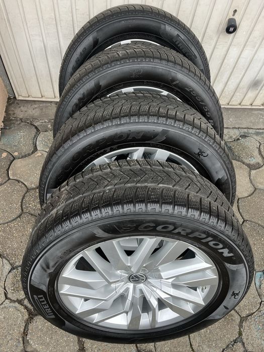 Jante aliaj 5x112mm, anvelope iarna 255/55 R19, VW Touareg 3, Phaeton, Tiguan, Passat