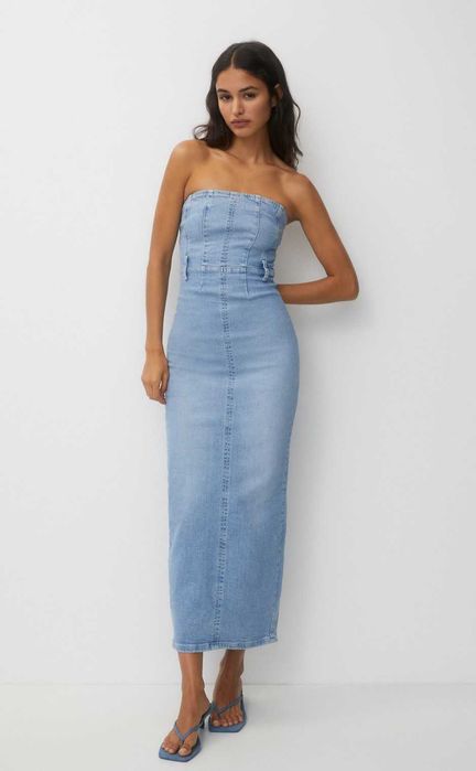 Новое джинсовое корсетное платье Pullandbear, размер XS/S (38/40 РФ)