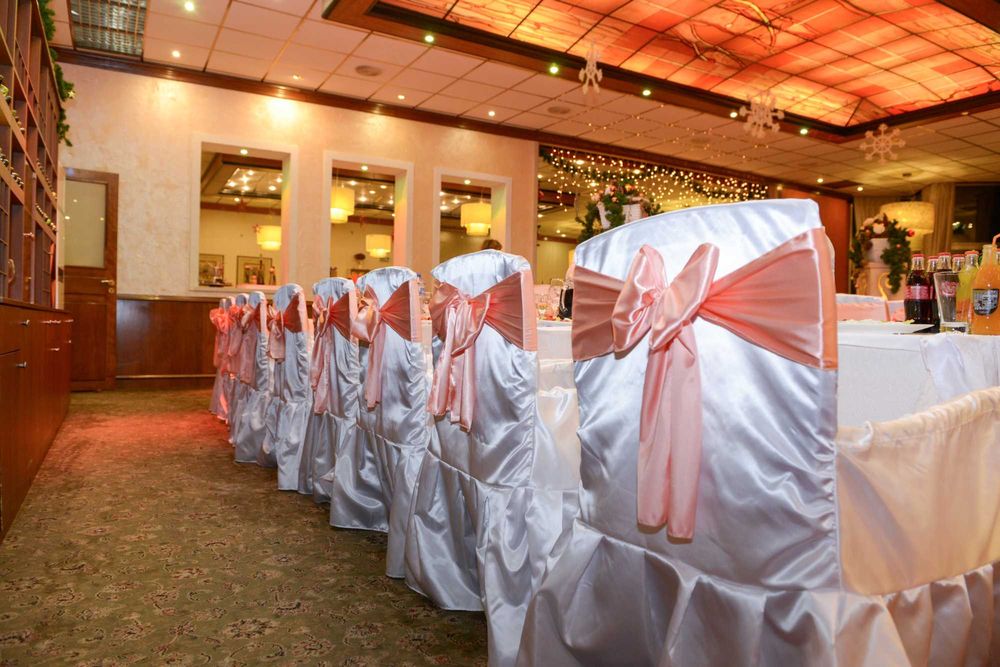 Калъфи за столове с подлакътници от бял сатен