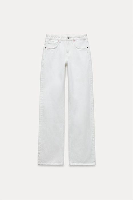 Бели дънки с висока талия Zara