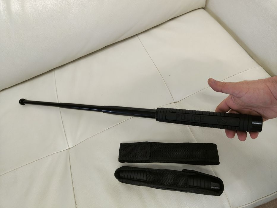 Baston telescopic negru , model Police Mâner Cauciuc 60cm