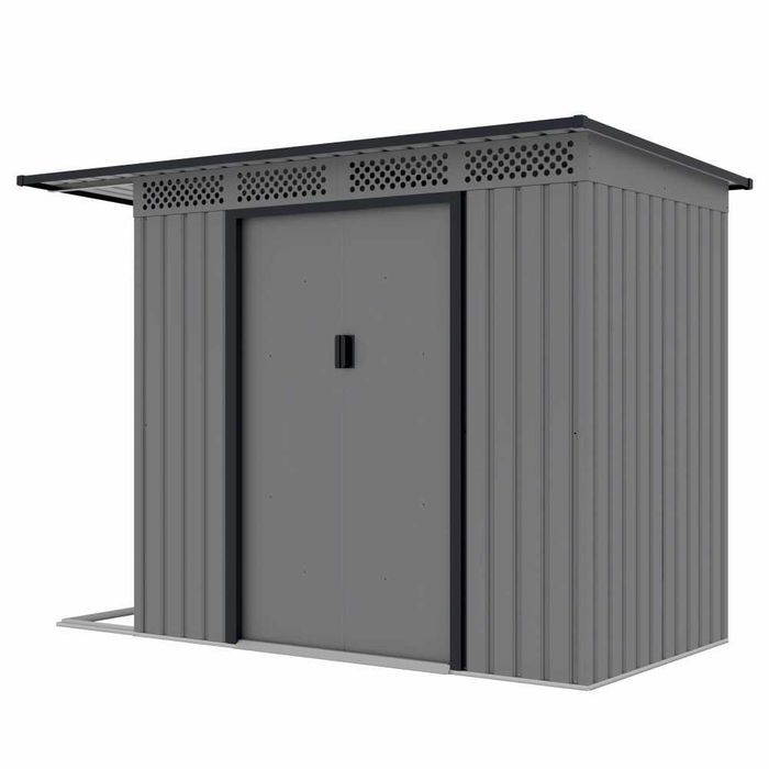 Casuta magazie de gradina 257x142x184 cm, usi culisante, baza metalica
