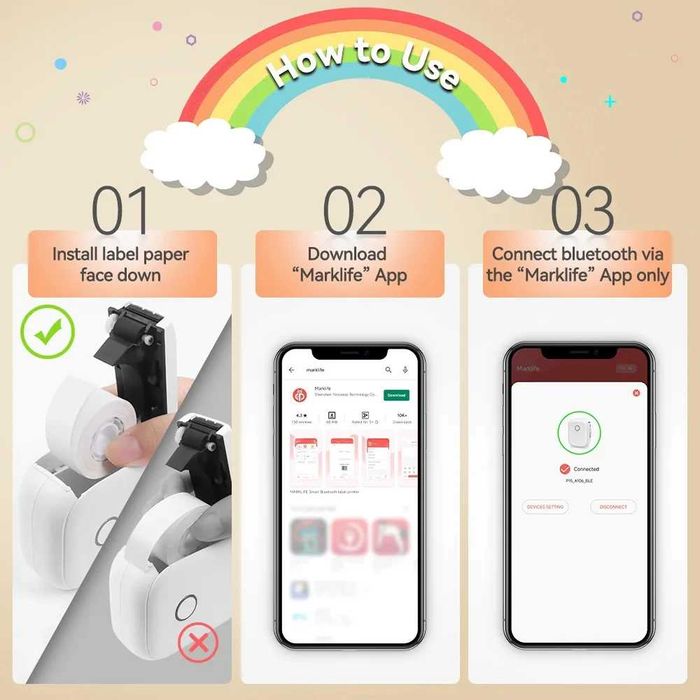 Imprimanta termica portabila bluetooth etichete adezive Marklife LP12