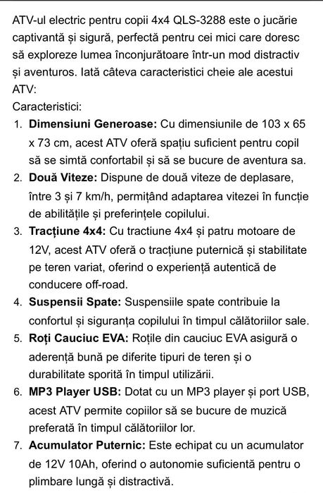 Atv electric pt copii 4x4