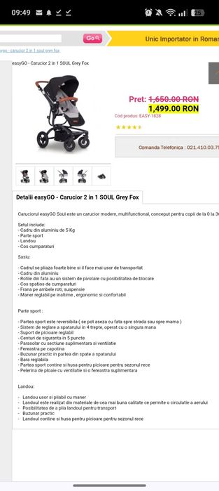 Carut EasyGo Sport cu Landou