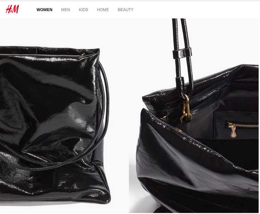 Geanta mare de piele neagră, H&M Studio A/W 2024, nouă