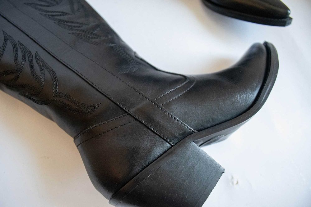 Cizme negre western cowboy piele naturala full marime 36