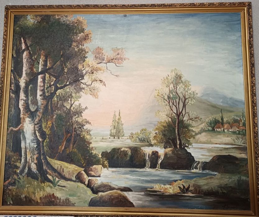 Tablou pictat manual,ulei pe pânză, pictură în vârf de cuțit