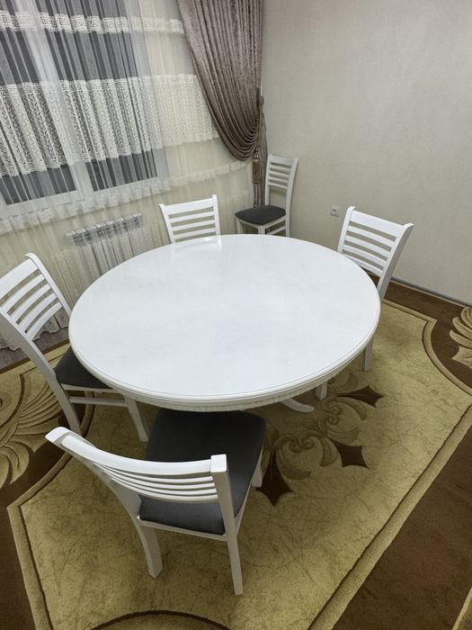 Стол стул МДФ материал калин ва жуддаям кулай 6та стули хам бор