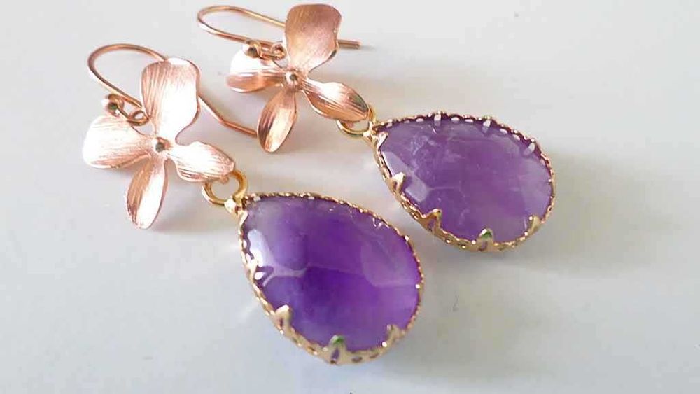 Коледа Подаръци Обеци Аметист Лукс