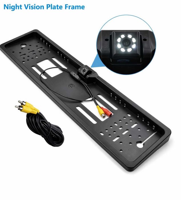 Suport plăcuță de înmatriculare pe spate + camera de marșarier cu vedere nocturnă