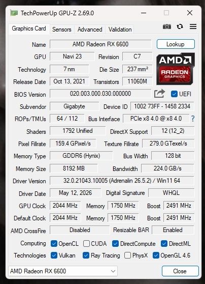 Видеокарта Rx 6600 Eagle