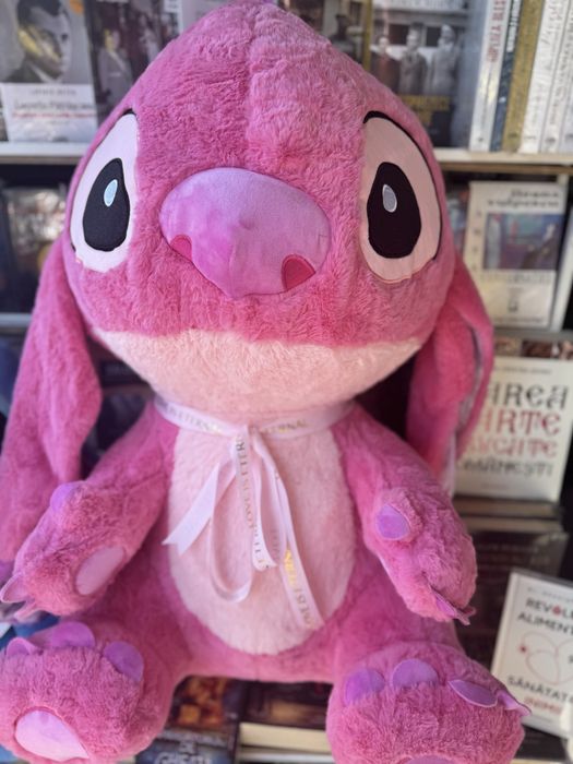 Stitch mare de pluș  Albastru sau Roz 90 cm + felicitare si punga cadou perfect pentru surpriză!