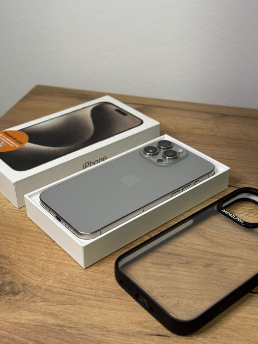 iPhone 15 Pro Max 512 GB 94% Natural Titanium full box,husa mobilefox