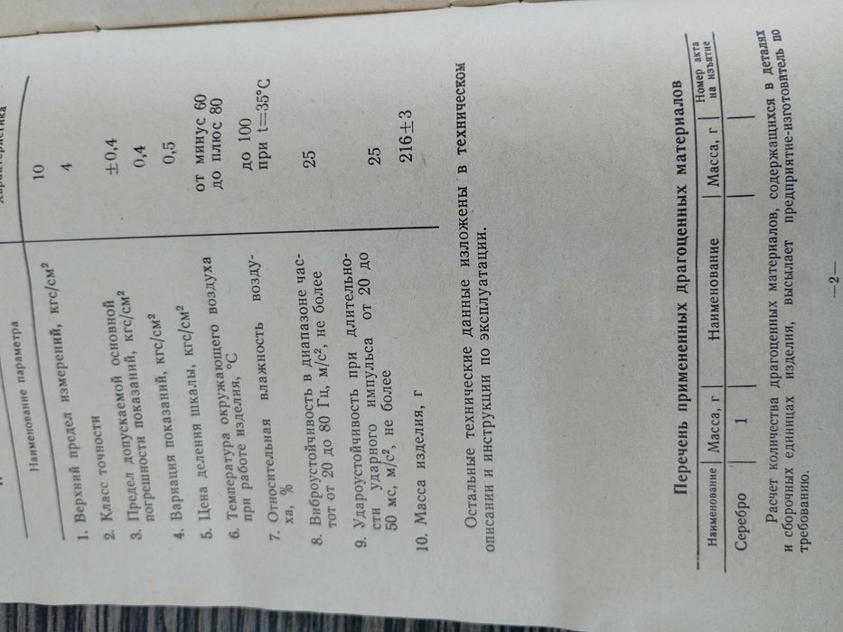 Манометр авиационый МА-10