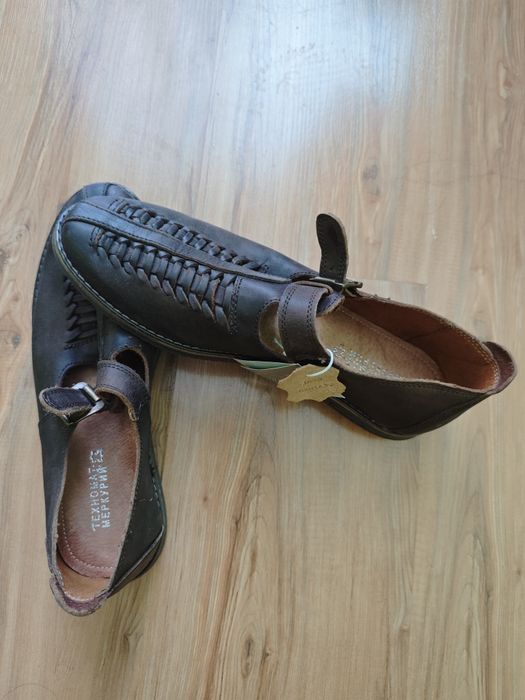 Обувки от естествена кожа кафевя