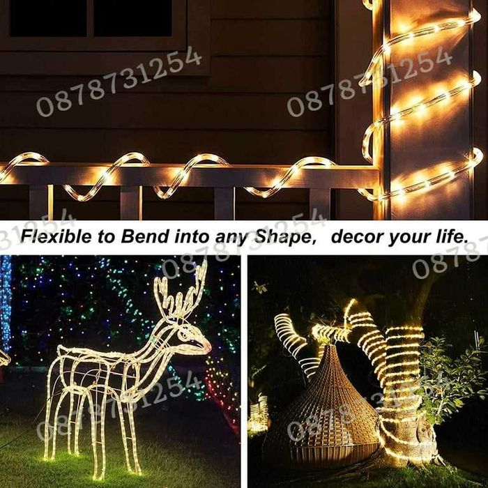 Силиконов Маркуч 20м. Топла Светлина за Коледна Украса Водоустойчив