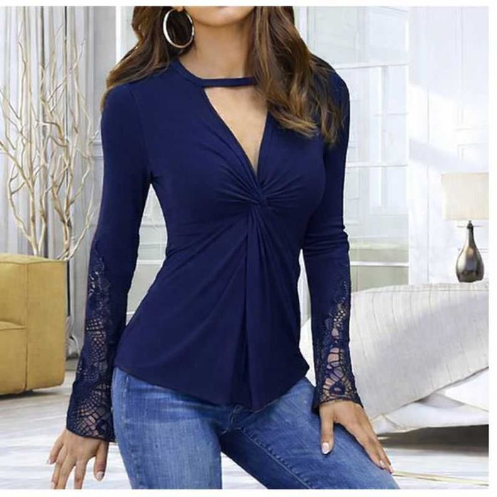 Елегантна блуза с дълъг ръкав