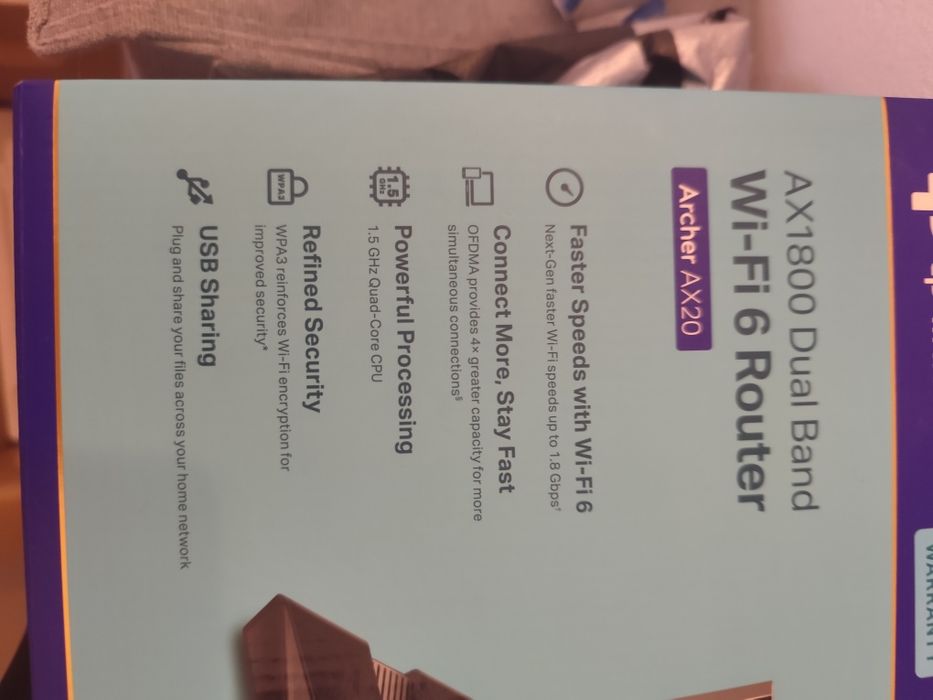 TP-Link Archer AX20 AX1800 Wi-Fi 6 рутер като нов, напълно изправен и запазен