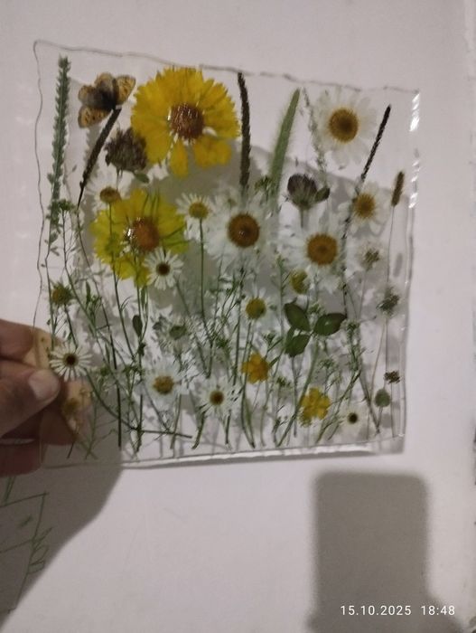 Панно картина из настоящих цветов