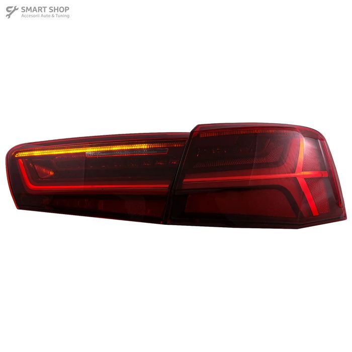 Stopuri Full LED compatibil cu Audi A6 4G C7 (2011-2014) Red Clear Facelift Design Semnalizare Secventiala