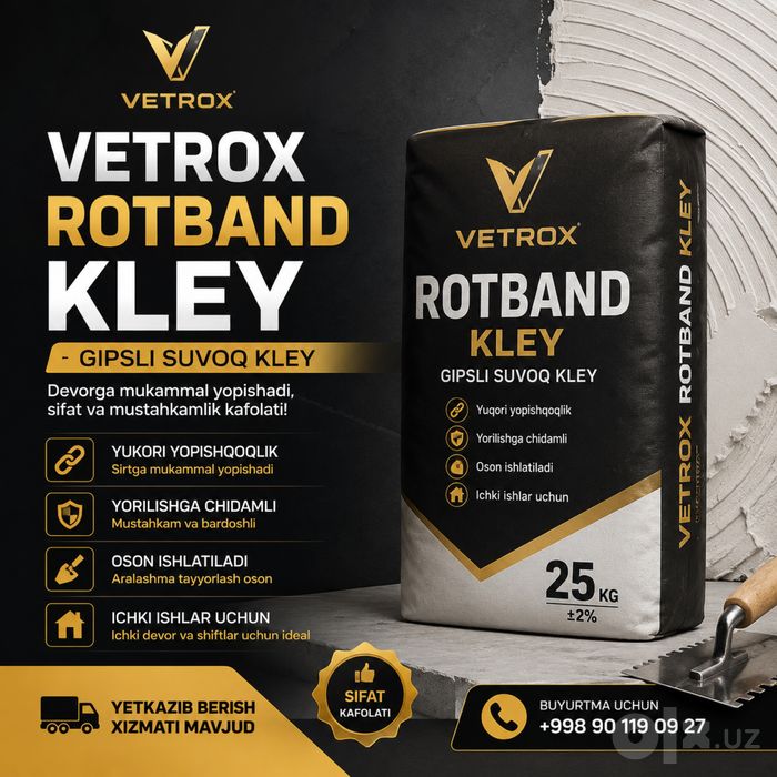 VETROX ROTBAND —Sifatli gipsli suvoq