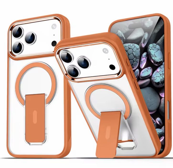 Iphone 16 17 18 PRO MAX - Husa Magsafe Slicon cu Sapte Plastic Si Stand Sustinere