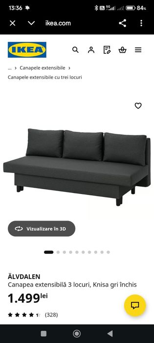 Canapea extensibila IKEA, model Alvdalen