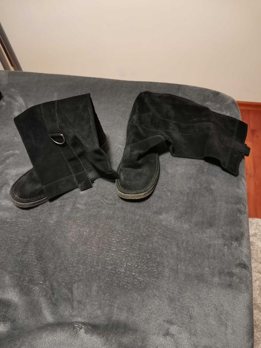cizme negre piele intoarsa 39