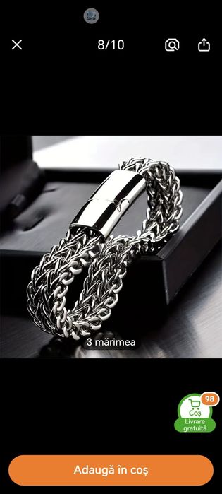 Bratara otel inoxidabil barbat 21cm dublu strat cu incuietoare magnet